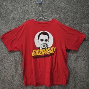 Big Bang Theory Bazinga‎ Sheldon Cooper Red T-Shirt Mens 2XL Ripple Junction